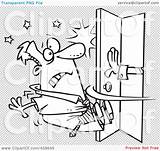 Door Cartoon Knocking Pushing Open Outline Clip Clipart Hand Man Illustration Royalty Rf Toonaday Clipground Regarding Notes Quick sketch template