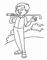 Golfer Happy Coloring sketch template