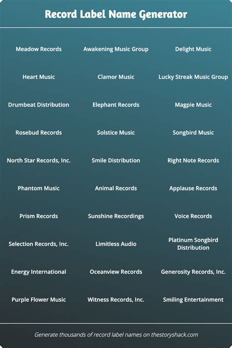 record label  generator record label names