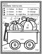 Addition Fall Math Color Facts Printables Subtraction Numbers sketch template