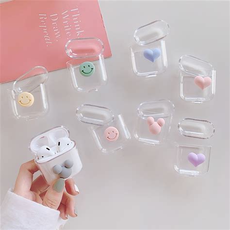cute cartoon airpod case cover smile heart clear hard pc earphone protective cases airpods