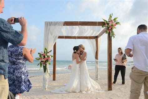 two brides sunset beach destination wedding mexico equally wed modern lgbtq weddings