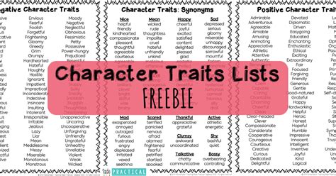 character traits list teaching  practical