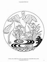 Oiseaux Japonais Adultes Cercle Coloriages Griffonnages Animaux Dragon Des sketch template
