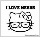 Nerd Hello Pages Kitty Coloring Color sketch template