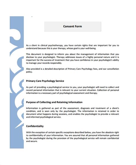 sample psychology consent form 7 free documents