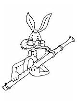 Bassoon Coloring Rabbit Pages Woodwind Instruments Musical Playing sketch template