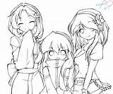Anime Friends Drawing Coloring Pages Girl Lineart Chibi Manga Sheets Deviantart Sisters Getdrawings Dead Muertos Los El sketch template
