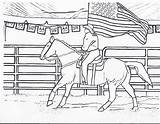 Coloring Pages Horse Rodeo Riding Flag Cowgirl Color Girl Horses Kids Drawing Printable Barrel Racing Horseback American Sheets Cowboy Print sketch template