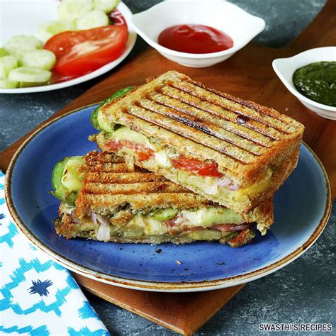 veg grilled sandwich recipe swasthis recipes