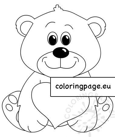 teddy bear  heart valentines day coloring page