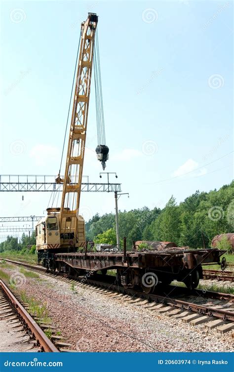 rail track mounted crane stock photo image  vintage heritage