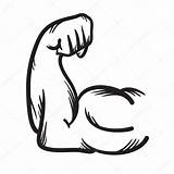 Vector Arm Strong Icon Drawn Hand Stock Power Illustration Flexing Depositphotos sketch template