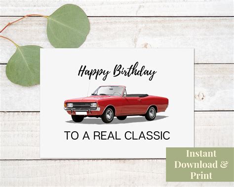 classic car birthday card printable printable birthday card etsy