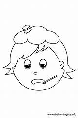 Sick Coloring Outline Pages Child Ill Feelings Flashcards Sad Angry Hot Happy Popular sketch template
