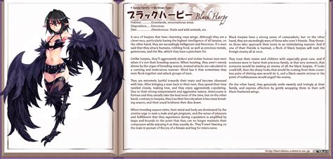 black harpy monster girl encyclopedia drawn by kenkou