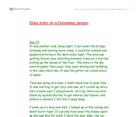 Diary Entry On A Homeless Person Gcse English Marked By