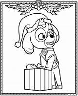 Patrol Coloring Christmas Skye Paw Pages Holiday Printable sketch template