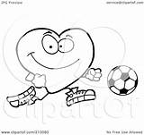 Chasing Soccer Outline Player Coloring Heart Royalty Clipart Ball Illustration Toon Hit Rf sketch template