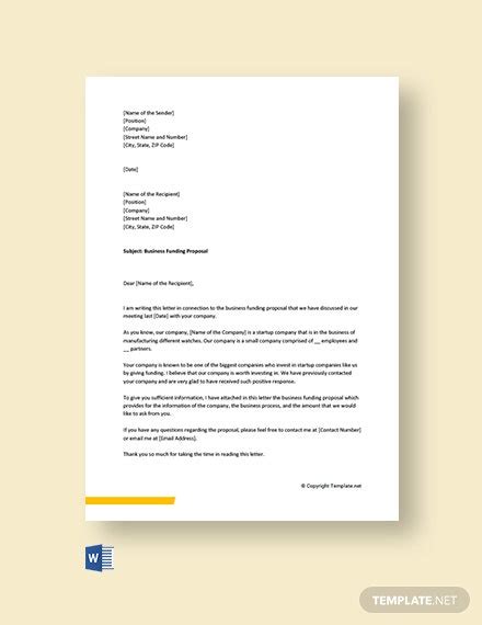 business funding proposal cover letter template word templatenet