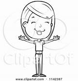 Girl Cartoon Teenage Happy Adolescent Clipart Thoman Cory Outlined Coloring Vector sketch template
