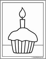 Cupcake Coloring Pages Printable Candle Birthday Pdf Printables Drawing Easy Template Colouring Cute Color Cup Print Kids Happy Stanley Sheets sketch template