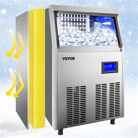 Vevor 110v Commercial Ice Maker 80 90lbs 24h 33lbs Storage Bin Clear