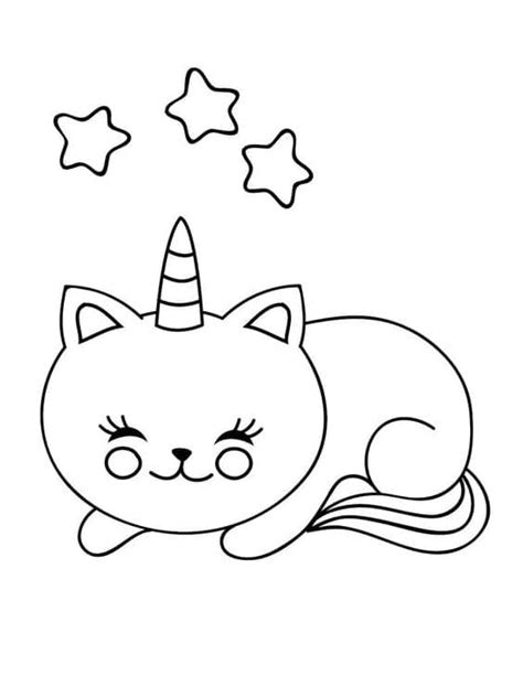 Desenhos De Lindo Gato Unicórnio 4 Para Colorir E Imprimir