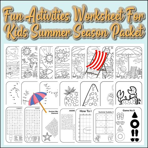 fun activities worksheet  kids summer season packet   teachers