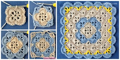 crochet shell square blanket  pattern diy