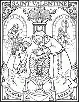 Coloring Valentine St Saints Catholic Pages Saint Printable Christian School Sunday Valentines Kids Religion Colouring Print Sheets Color Crafts Feast sketch template