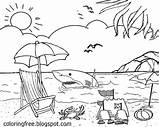 Coloring Pages Beach Printable Seashore Colouring Kids Color Sheets Summer sketch template