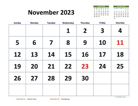 november  calendar  extra large  wikidatesorg