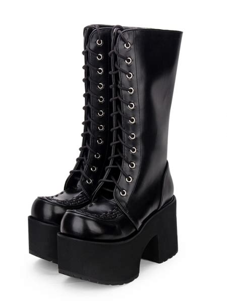 black gothic platform boots for women uk