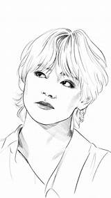 Bts Drawing Desene Creion Colorir Sketches Taehyung Taehuyng Dogy Imagens sketch template