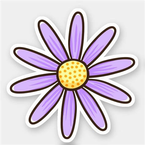 purple daisy pretty flower sticker zazzle   purple daisy
