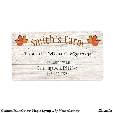 custom faux cutout maple syrup label zazzlecom maple syrup labels