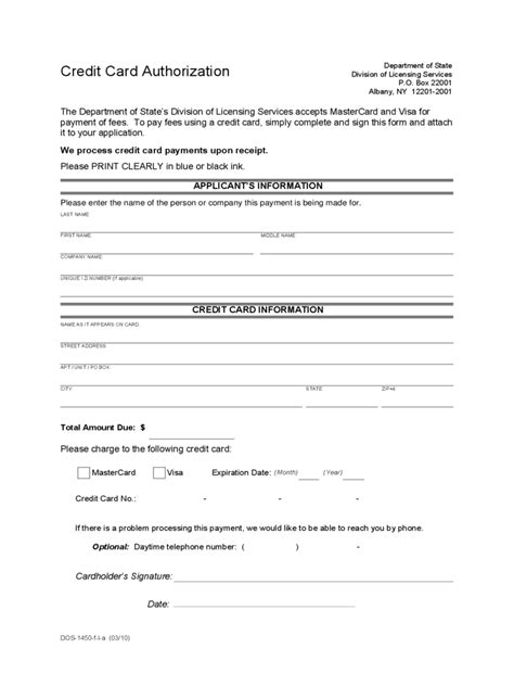 Credit Card Authorization Form 6 Free Templates In Pdf Word Excel