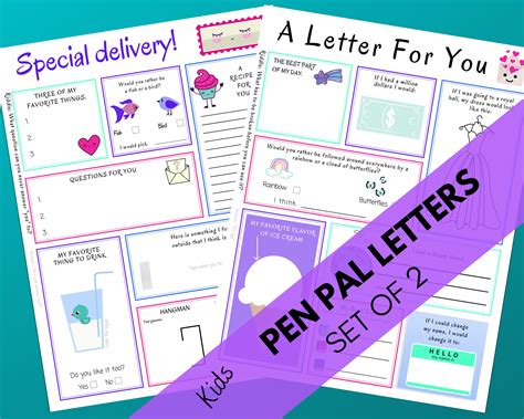 kids penpal printables penpal letter templates  kids etsy