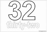 Number Thirty Two Coloring Pages Numbers sketch template