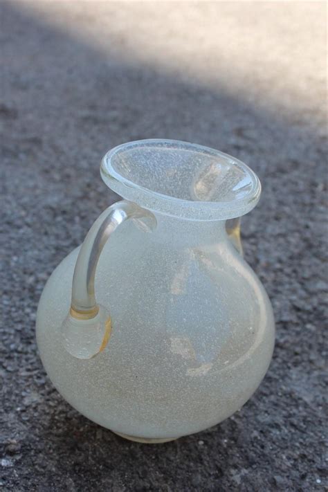 White Pulegoso Murano Glass Vase 1950s Seguso Italian