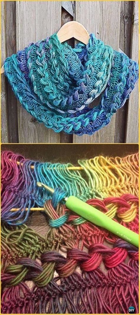 free pattern crochet infinity scarf broomstick lace