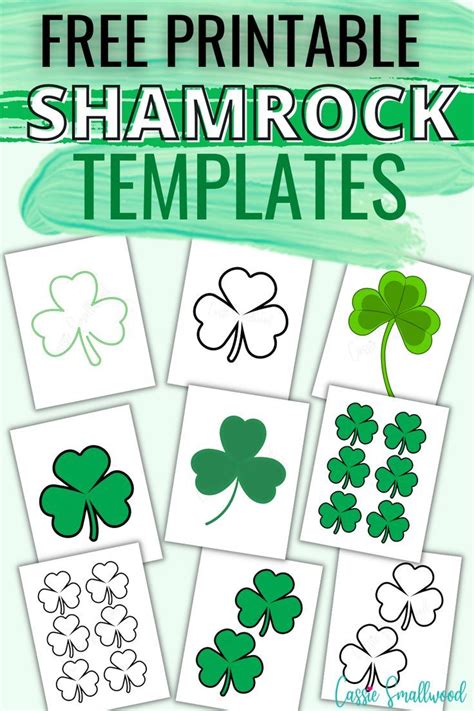 printable shamrock templates outlines  green colored  small