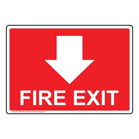 fire exit   arrow sign nhe red