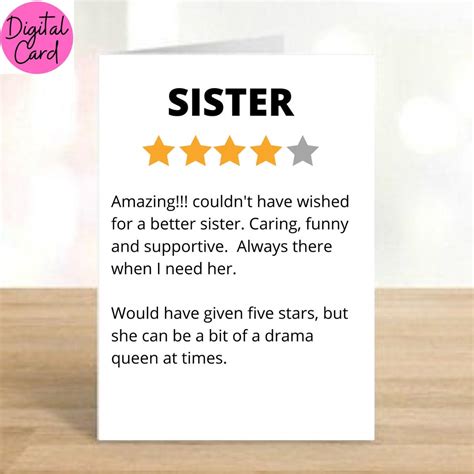 funny sister birthday card greeting card humor card banter etsy