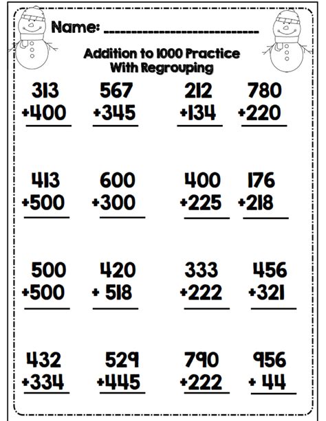 grade addition  subtraction  regrouping worksheets