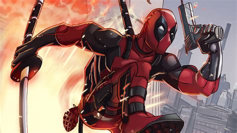 deadpool   attack laptop full hd p hd  wallpapersimagesbackgrounds