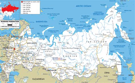 karten von russland mit staedten und strassen