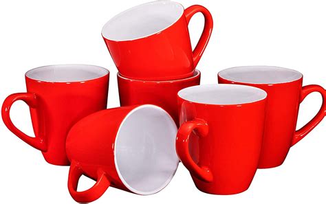 coffee mug set set   large sized  ounce ceramic coffee mugs restaurant coffee mugs red