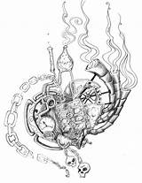 Skull Zentangle Tangle Tatouage Gears sketch template